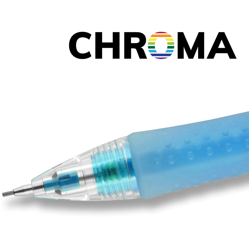 uni-ball CHROMA Mechanical Pencils HB, #2 Lead - 0.7 mm Lead Diameter - Red Lead - Light Blue, Red Barrel - 2 / Pack