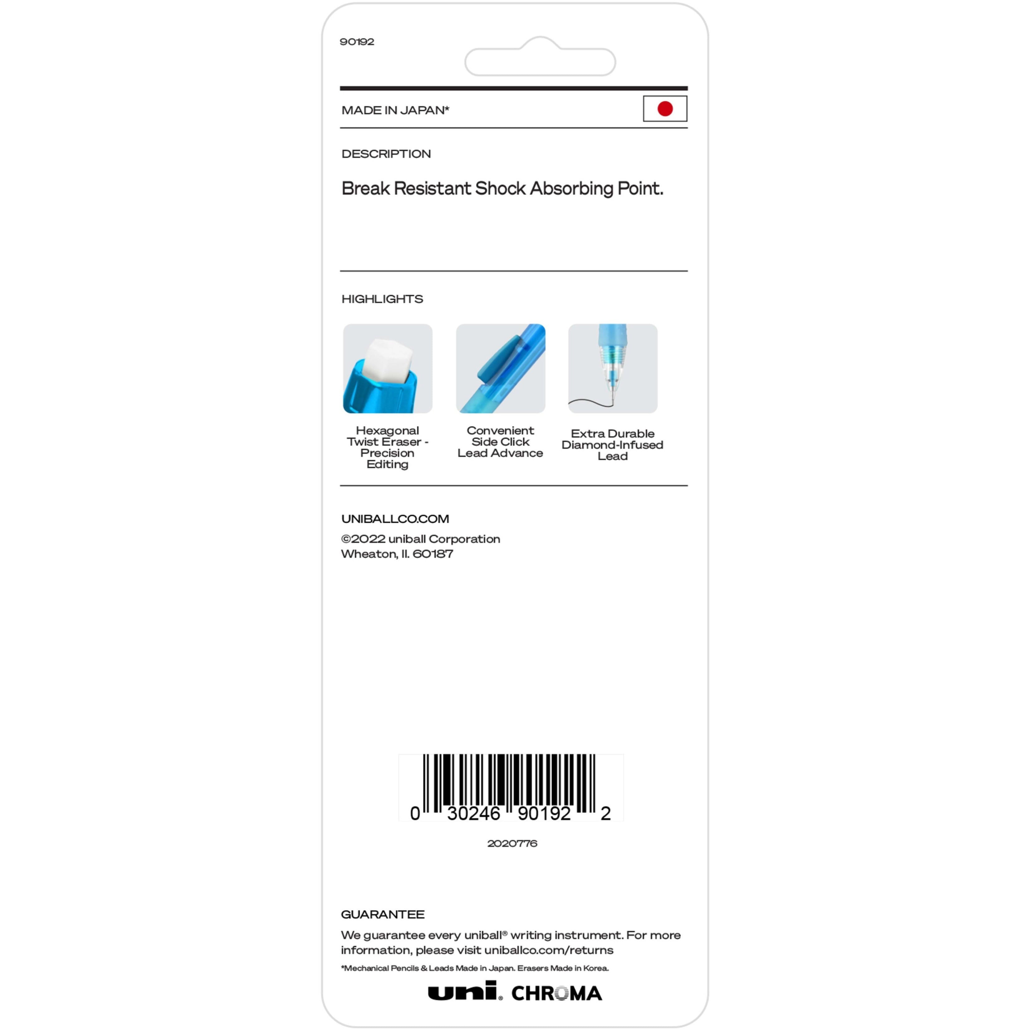 uni-ball CHROMA Mechanical Pencils HB, #2 Lead - 0.7 mm Lead Diameter - Red Lead - Light Blue, Red Barrel - 2 / Pack