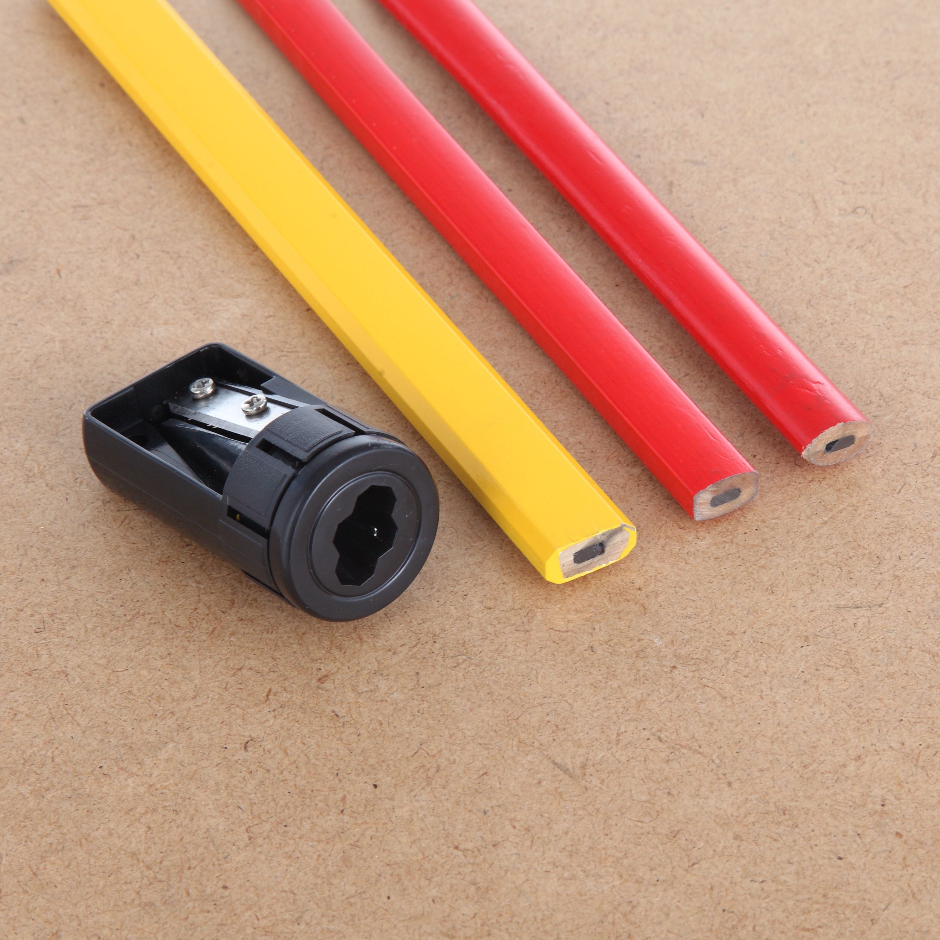 (4 pack) Hyper Tough Manual Pencil Sharpener for Carpenter Pencils with 1 Key Chain Hole, Black TR50133B