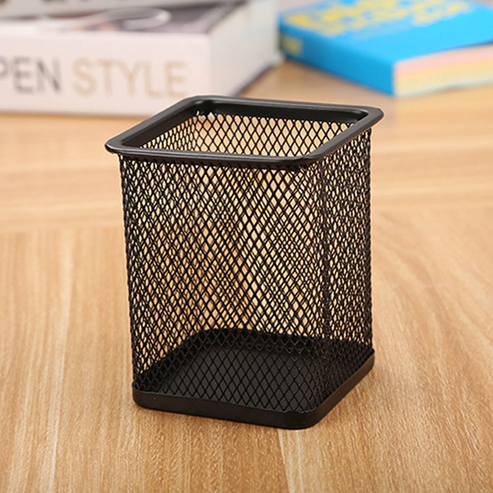 Lilixerw Square Pen Holders Metal Mesh Pencil Holders Pen Cup Marker Holder,Stationery Office Desk Organizer for Home Office