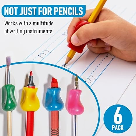 The Pencil Grip Original Pencil Grippers 6 Pcs, Improves Handwriting, Ergonomic Pen Holder for Righties & Lefties, Ideal for All Ages, Writing Tool with Finger Cushion