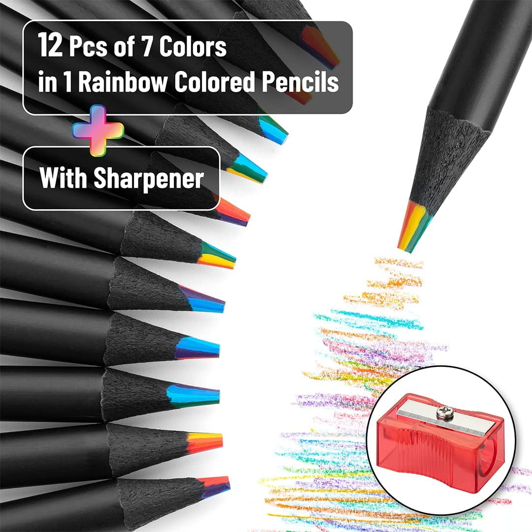 Mr. Pen- Rainbow Pencils, 12 Colors, 7 Color in 1 Rainbow Colored Pencil with Sharpener, Fun Pencils for Kids,