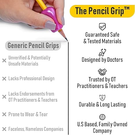 The Pencil Grip Original Pencil Grippers 6 Pcs, Improves Handwriting, Ergonomic Pen Holder for Righties & Lefties, Ideal for All Ages, Writing Tool with Finger Cushion
