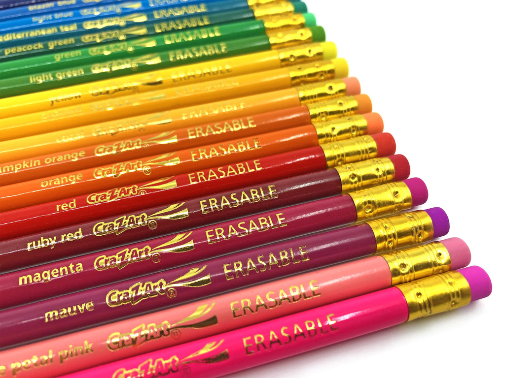 Cra-Z-Art Erasable Colored Pencils, 24 Pack, Beginner Child Ages 3 and up, School Supplies