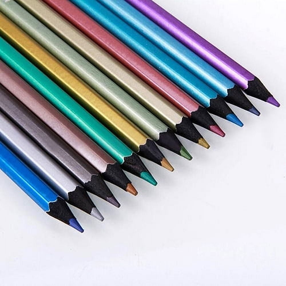 Opolski Metallic Non-Toxic Colored Drawing Pencils (12 Color)