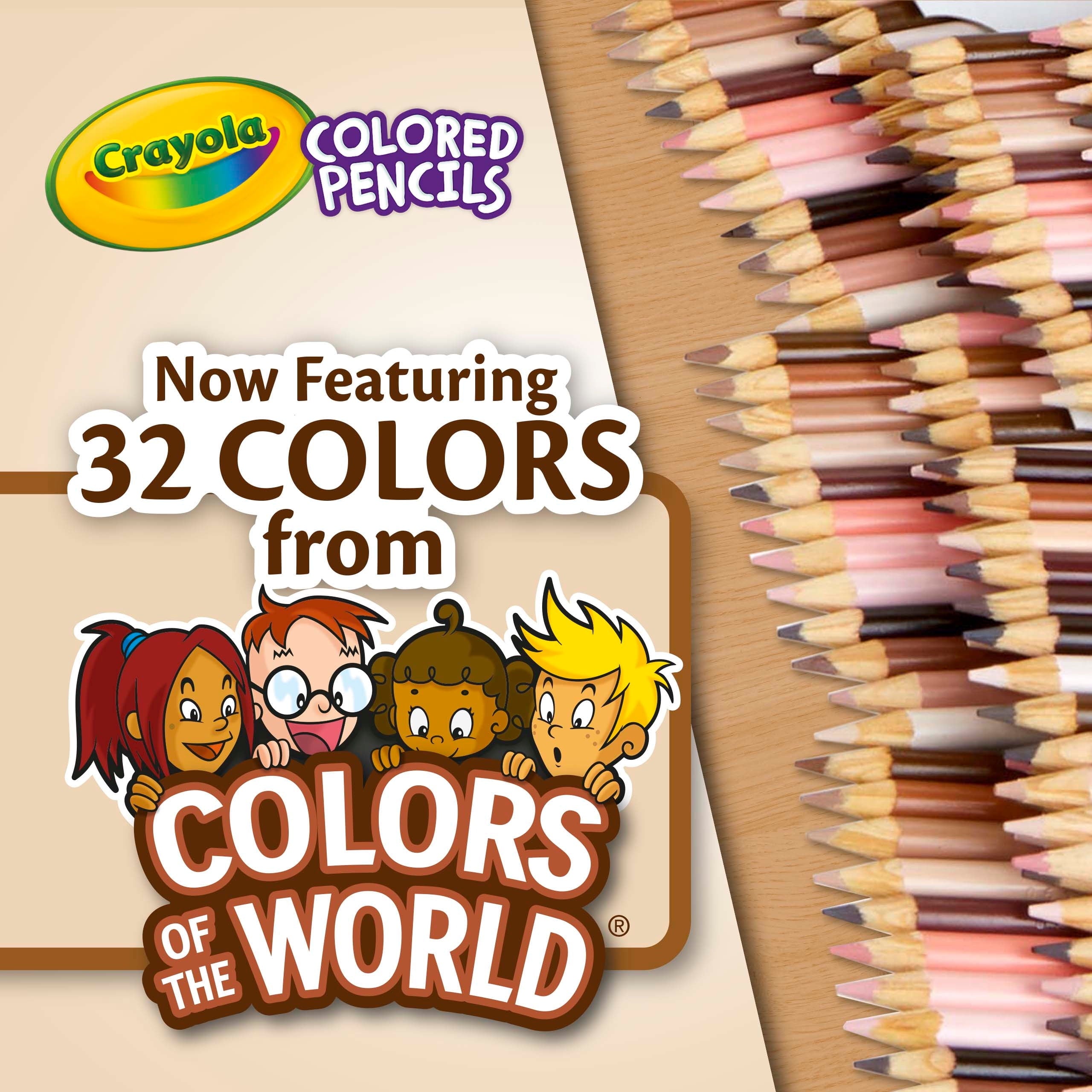 Crayola Colored Pencil Set, Colors of the World, 150 Ct, Back to School Supplies, Teacher Gifts