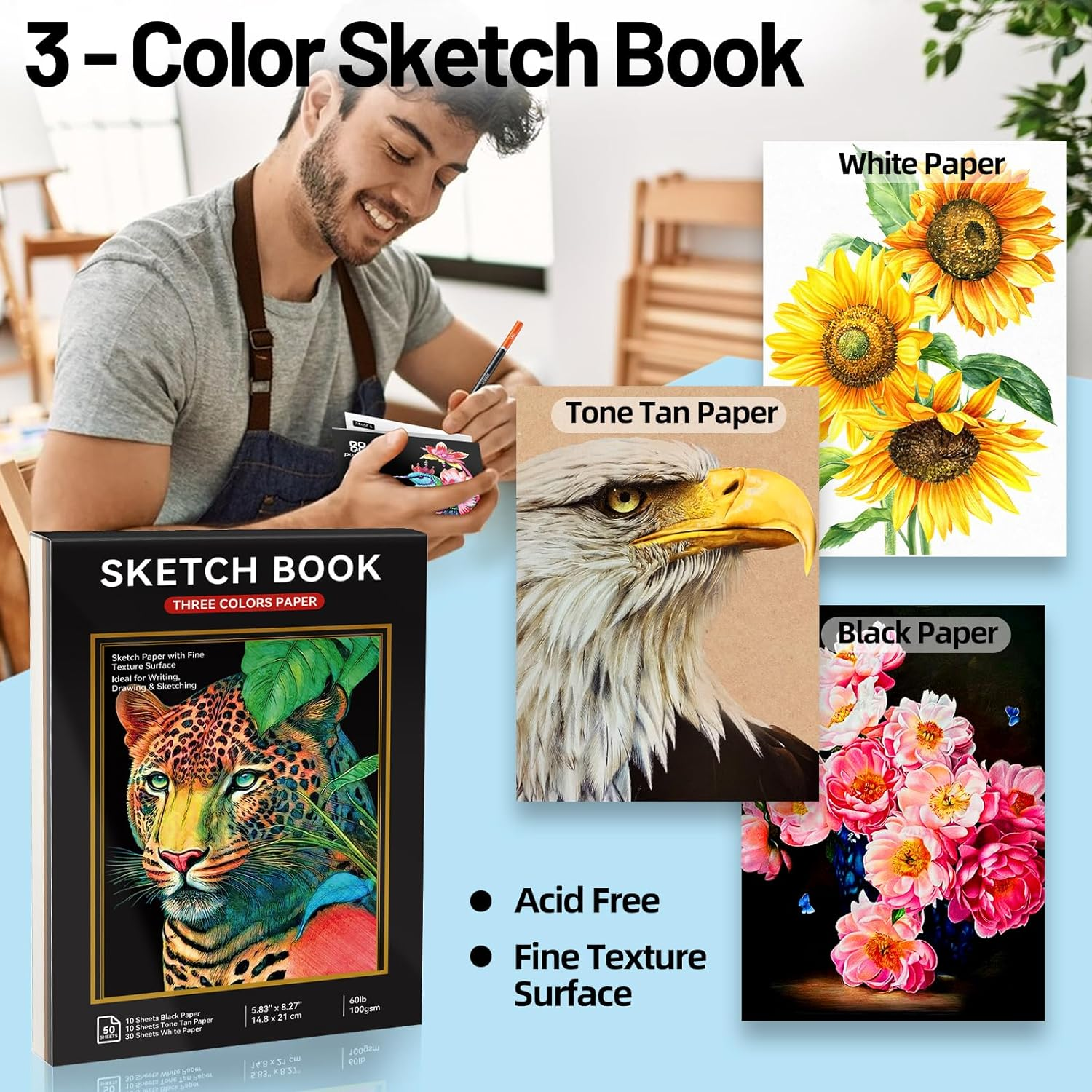 Vigorfun 136-Pack Black Colored Pencils Set with Art Supplies（Black）