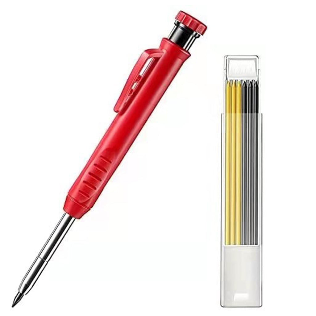 Cheers.US 2.8mm Solid Carpenter Pencils Woodworking Construction Pencils with 6 Pieces Refills,Built-in Sharpener Mechanical Pencil Deep Hole Pencils Marking Tool for Scrolls Scribes Woodworker