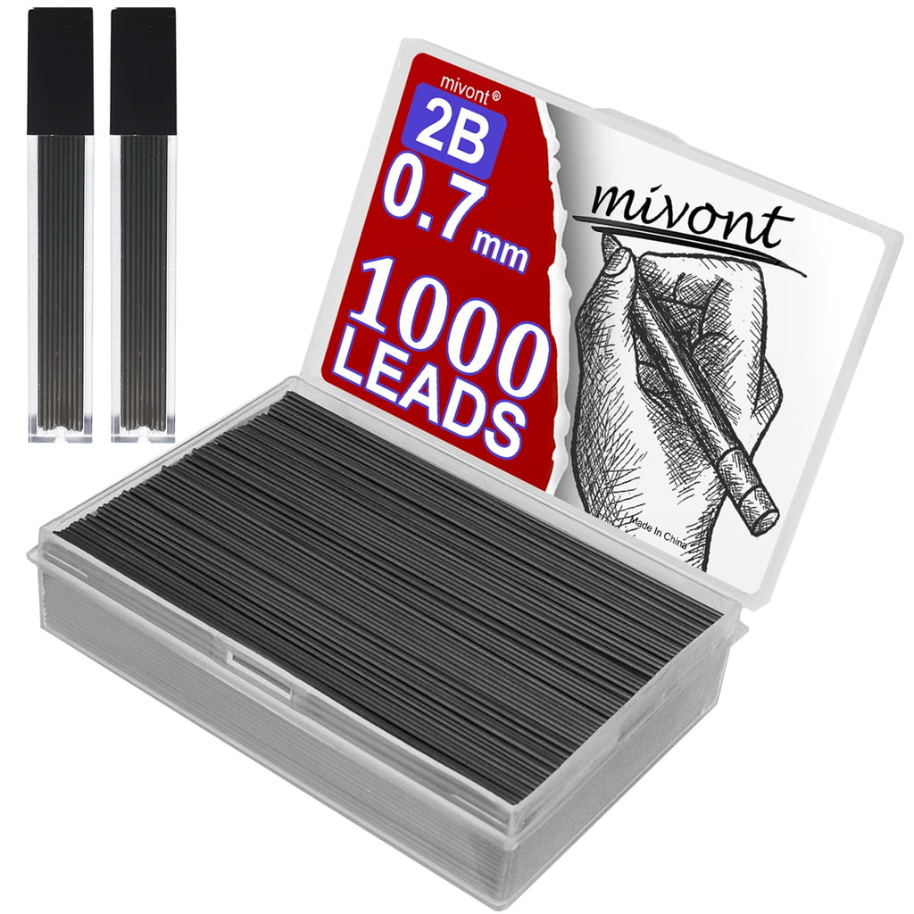 mivont 1000 X 0.7mm 2B Mechanical Pencil Refill Plastic Automatic Pencil Lead Black